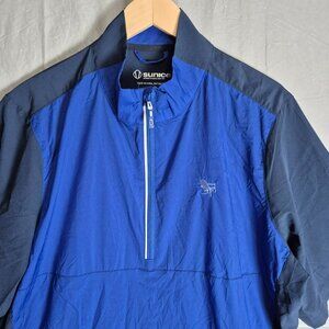 Sunice Windbreaker 1/4 Zip Mens Large Blue Golf Waterproof Performance NWT 0538